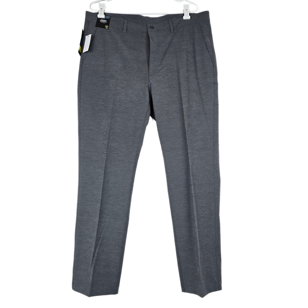 Roundtree & Yorke Performance Andrew Straight Fit Pants Grey Smoke 38x30 NEW